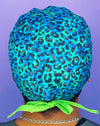 Ombre Green & Blue Cheetah Print Unisex Animal Scrub Cap