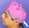 Skeleton Sphynx Cats on Pink Unisex Animal Scrub Cap