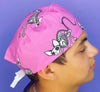 Skeleton Sphynx Cats on Pink Unisex Animal Scrub Cap