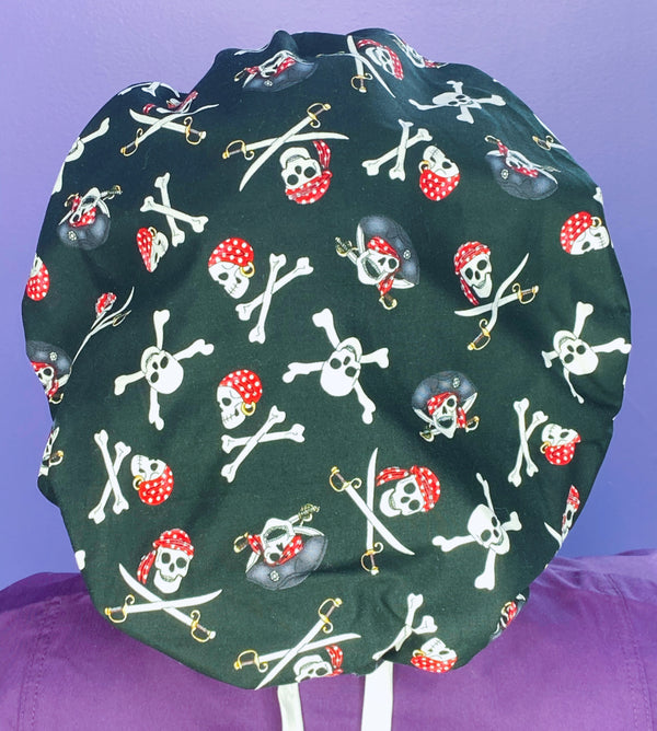 Pirates Skeletons and Skulls Halloween Holiday Bouffant
