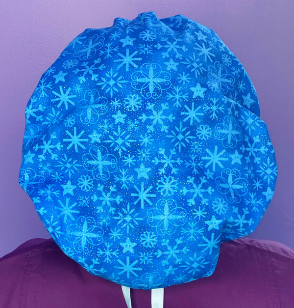 Snowflakes on Turquoise Glitter Winter/Christmas Holiday Themed Bouffant
