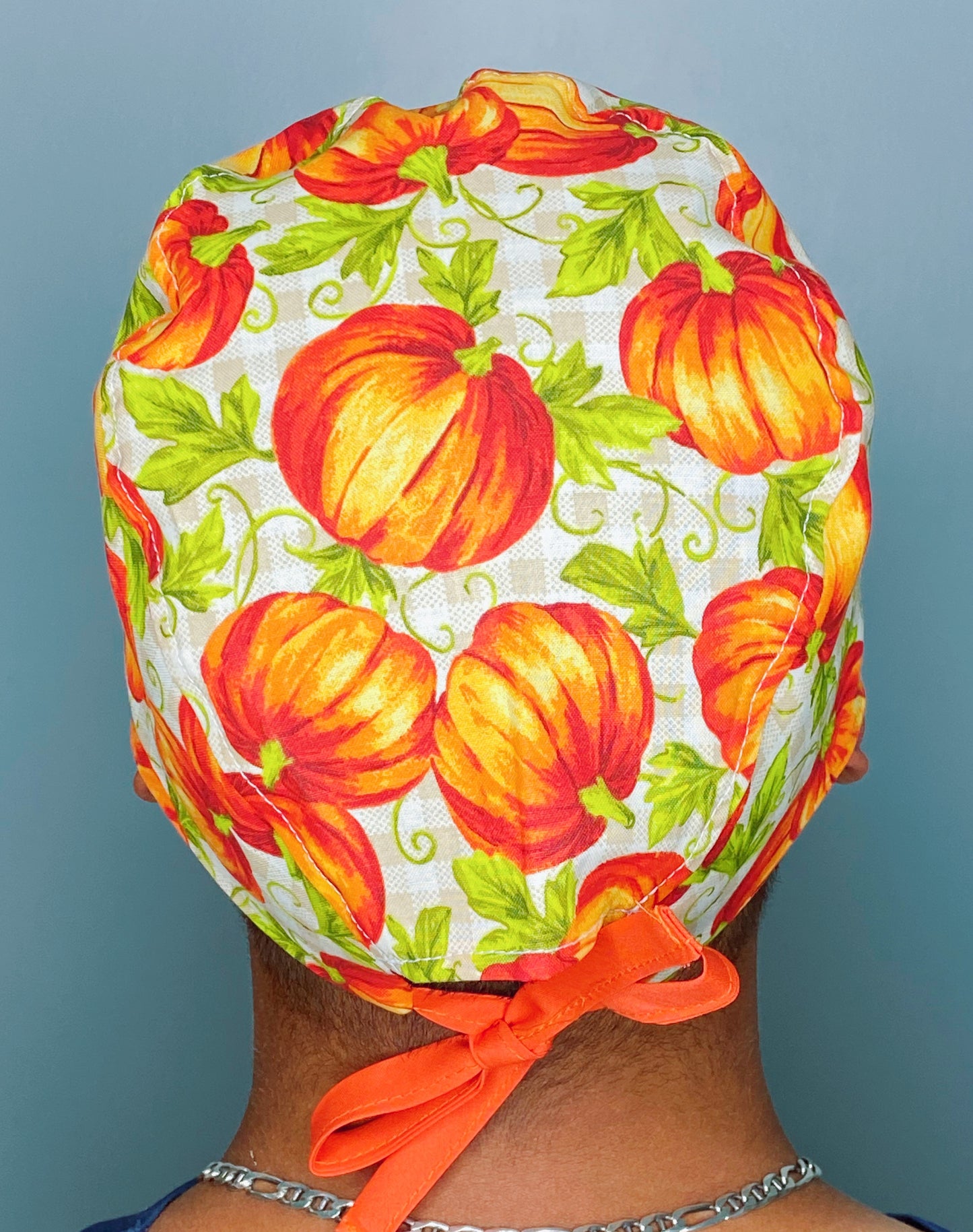 Fall Pumpkins Thanksgiving themed Unisex Holiday Scrub Cap