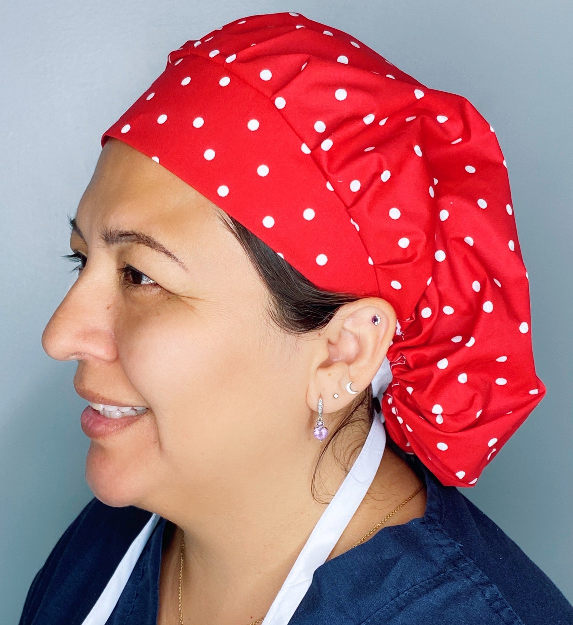 White Polka Dots on Red Bouffant