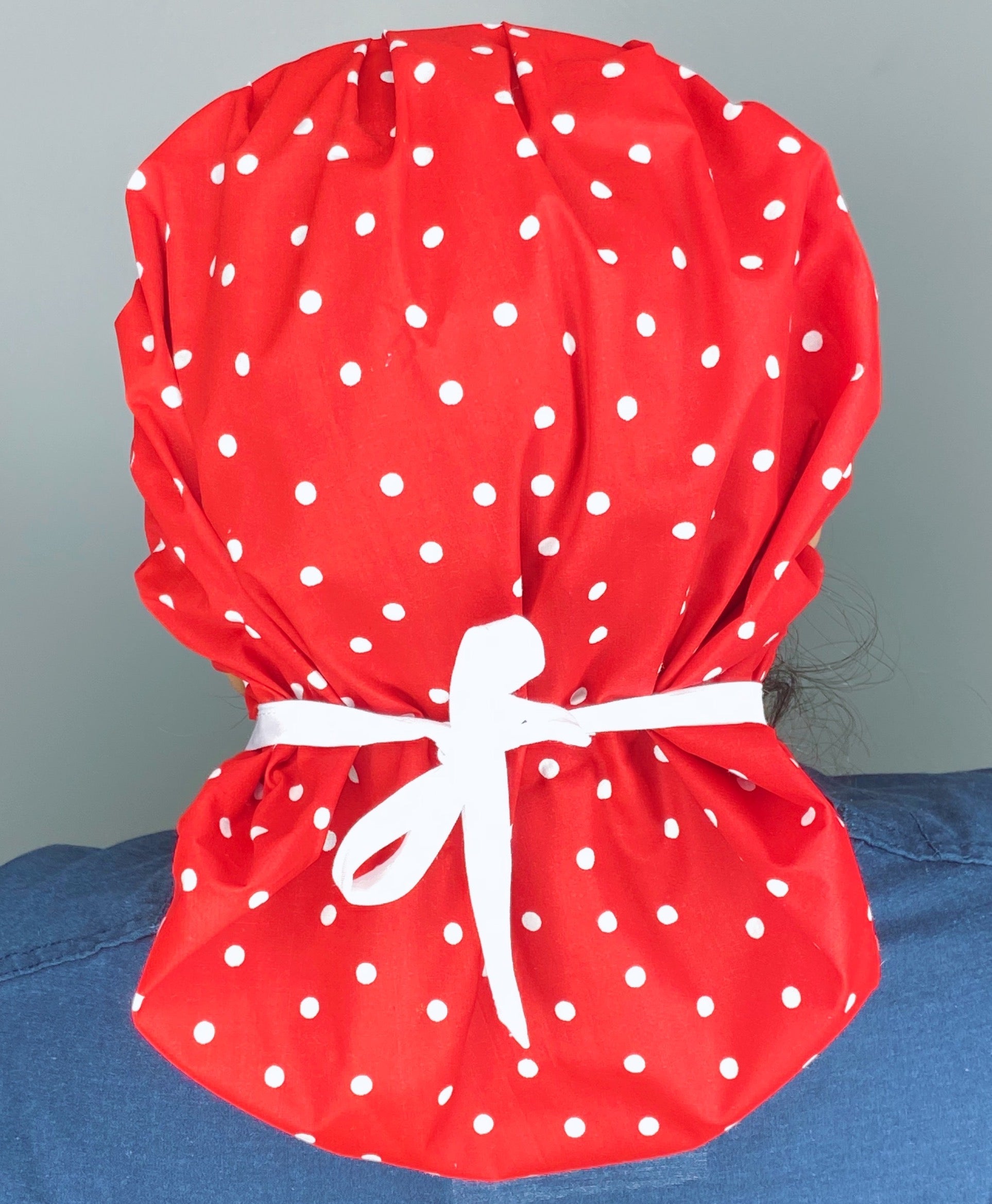 White Polka Dots on Red Bouffant