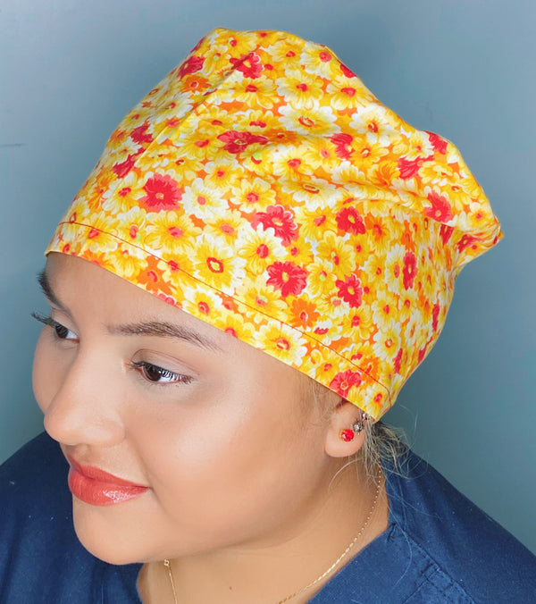 Yellow & Red Daisies Design Floral Euro