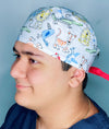 Cute Doodled Zoo Animals Unisex Animal Scrub Cap