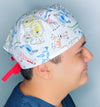 Cute Doodled Zoo Animals Unisex Animal Scrub Cap