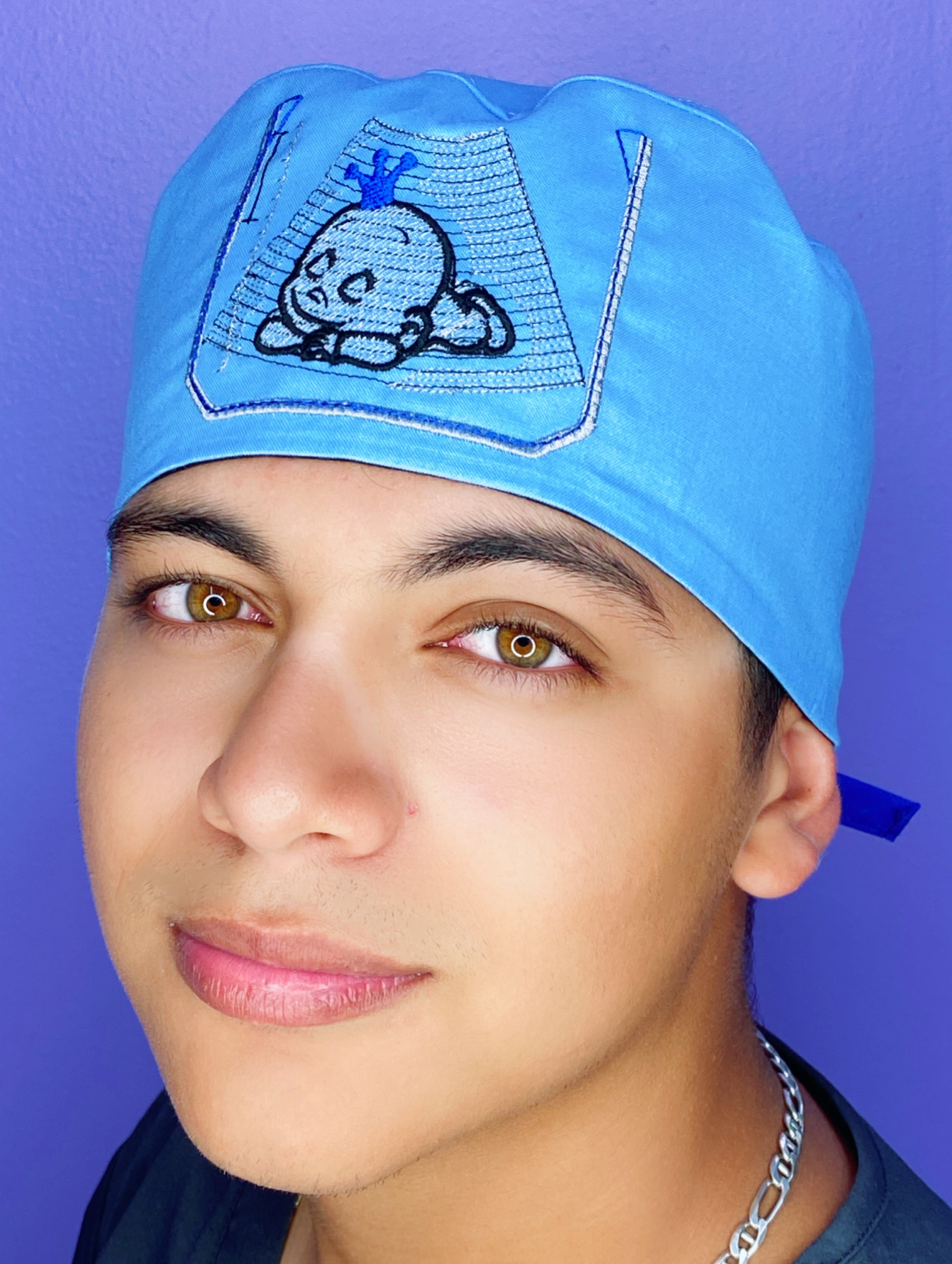 Sonogram Baby Boy Embroidered Custom Solid Color Unisex Scrub Cap