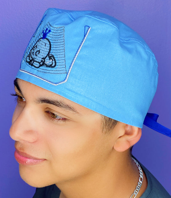 Sonogram Baby Boy Embroidered Custom Solid Color Unisex Scrub Cap