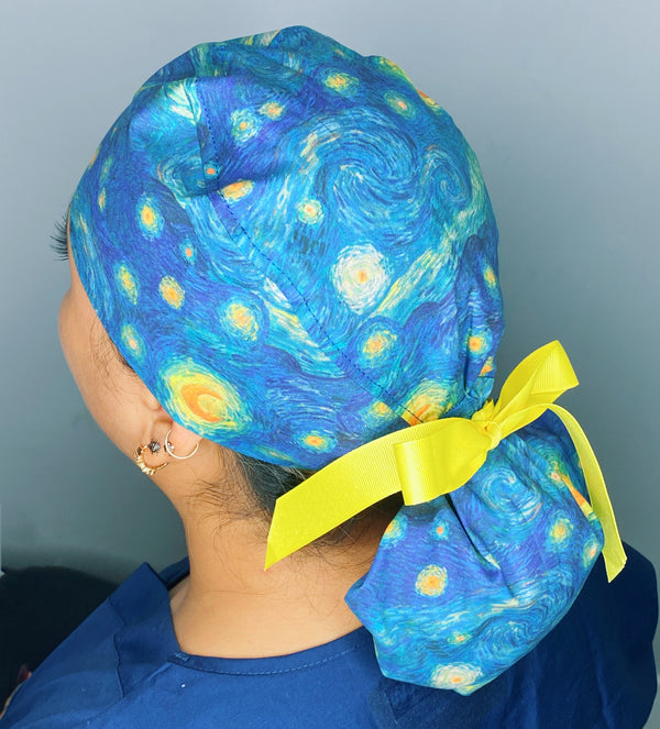 Van Gogh Starry Night Famous Painting Ponytail