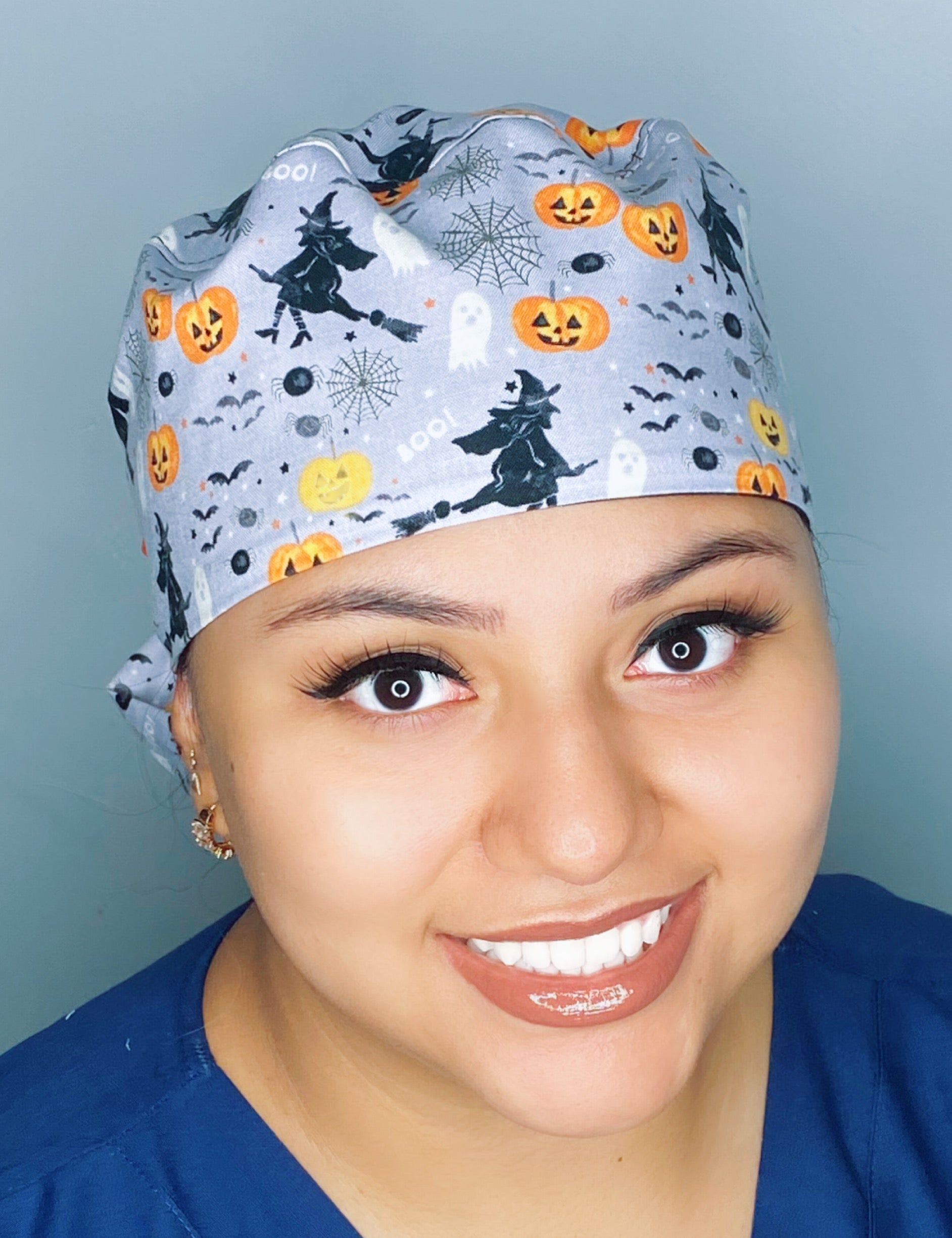 Cute Pumpkins, Witches and Webs Halloween Ponytail