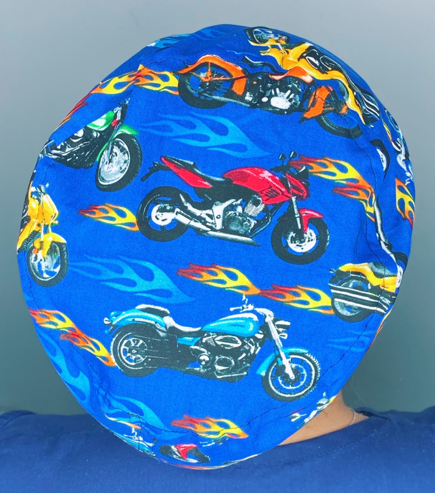 Motorcycles with Flames on Blue Euro