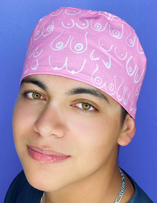 Breast Cancer Awareness Silhouettes on Pink Unisex Awareness Scrub Cap