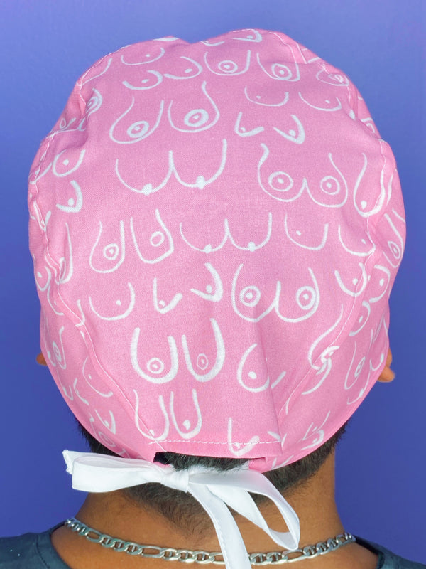 Breast Cancer Awareness Silhouettes on Pink Unisex Awareness Scrub Cap