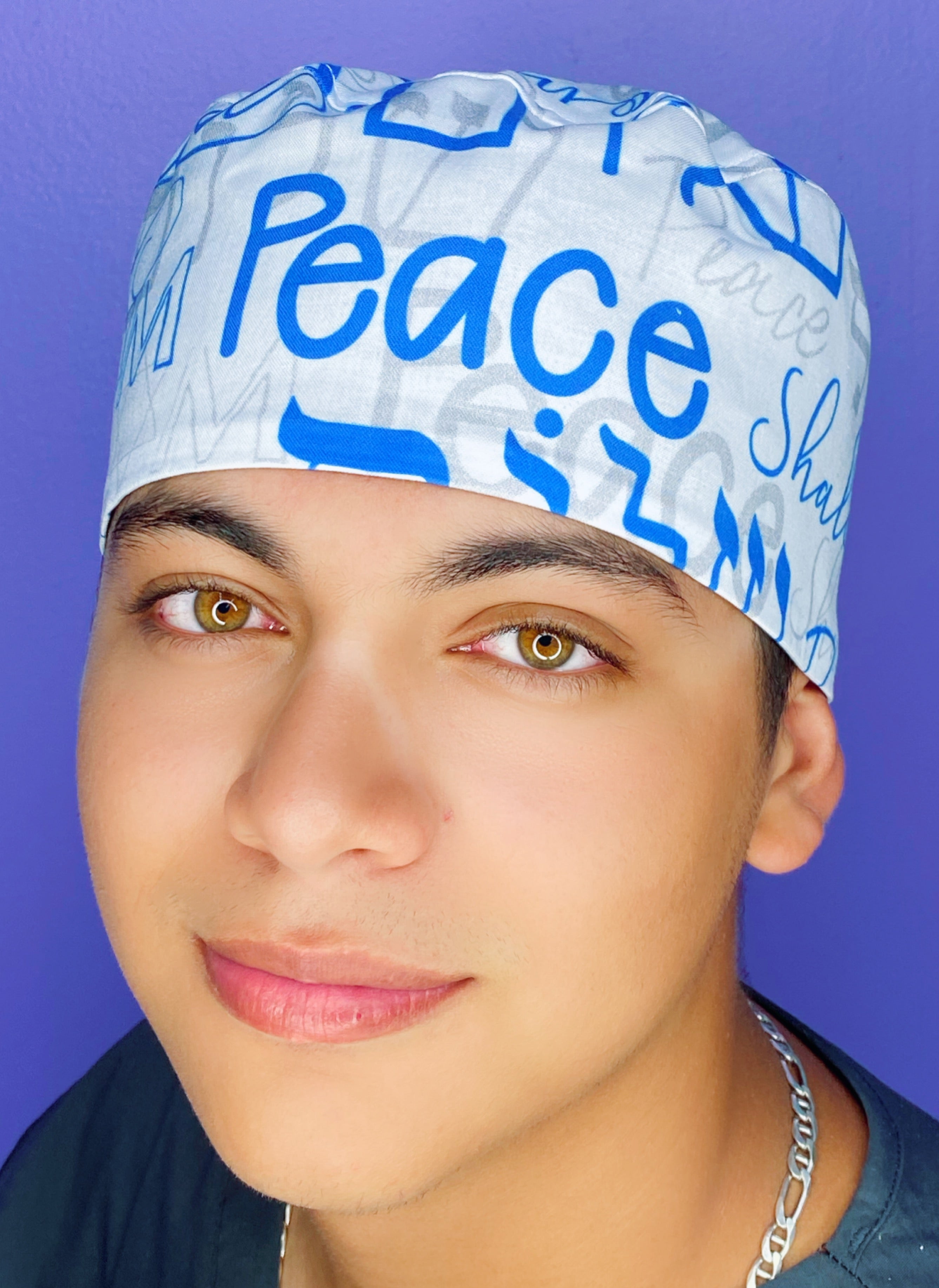 Jewish Holiday Shalom & Peace themed Unisex Holiday Scrub Cap