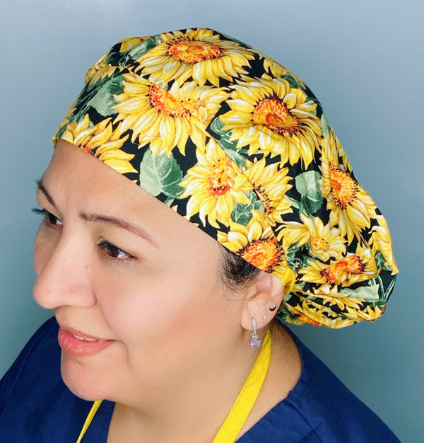 Sunflowers Floral Thanksgiving/Fall Holiday Themed Bouffant