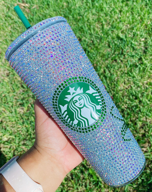 24 Oz Holographic Personalized Scribble Heart Starbucks Cup