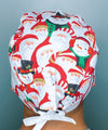 Santa Claus and Snowman Cozy Christmas/Winter themed Unisex Holiday Scrub Cap