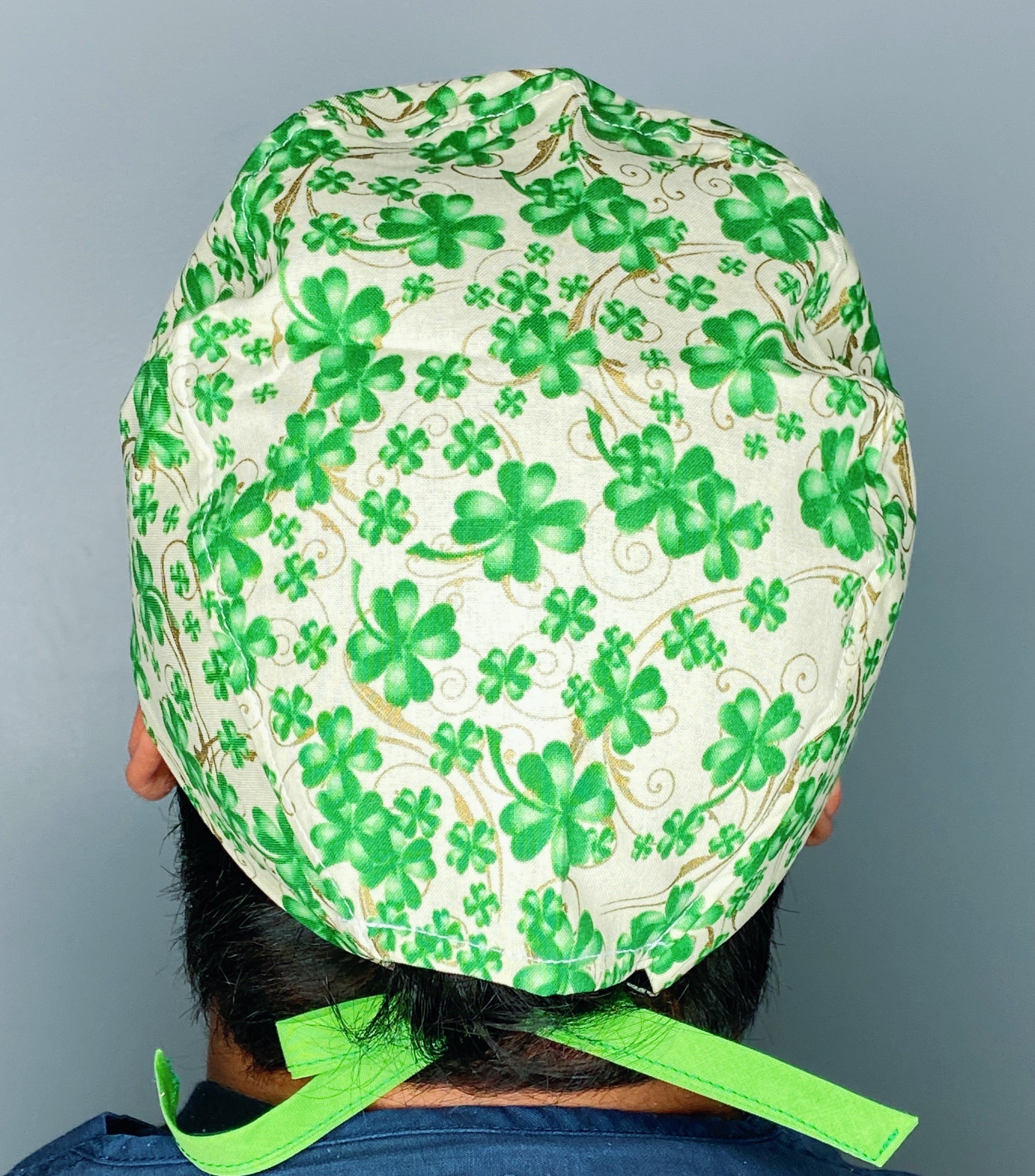 Clover Leaves Swirls St. Patrick's Day Unisex Holiday Scrub Cap