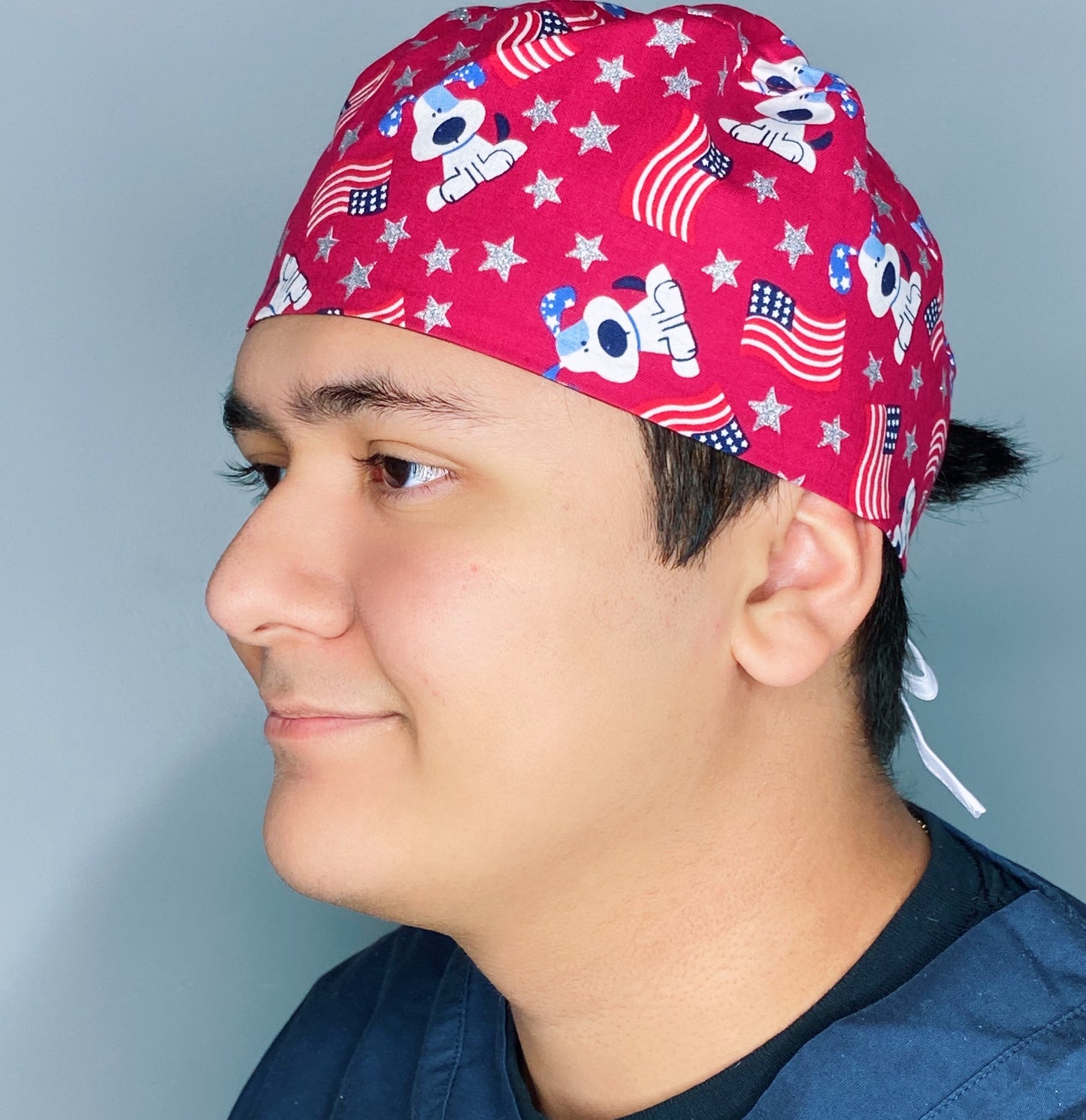 Cute Patriotic Pups Independence Day Unisex Holiday Scrub Cap