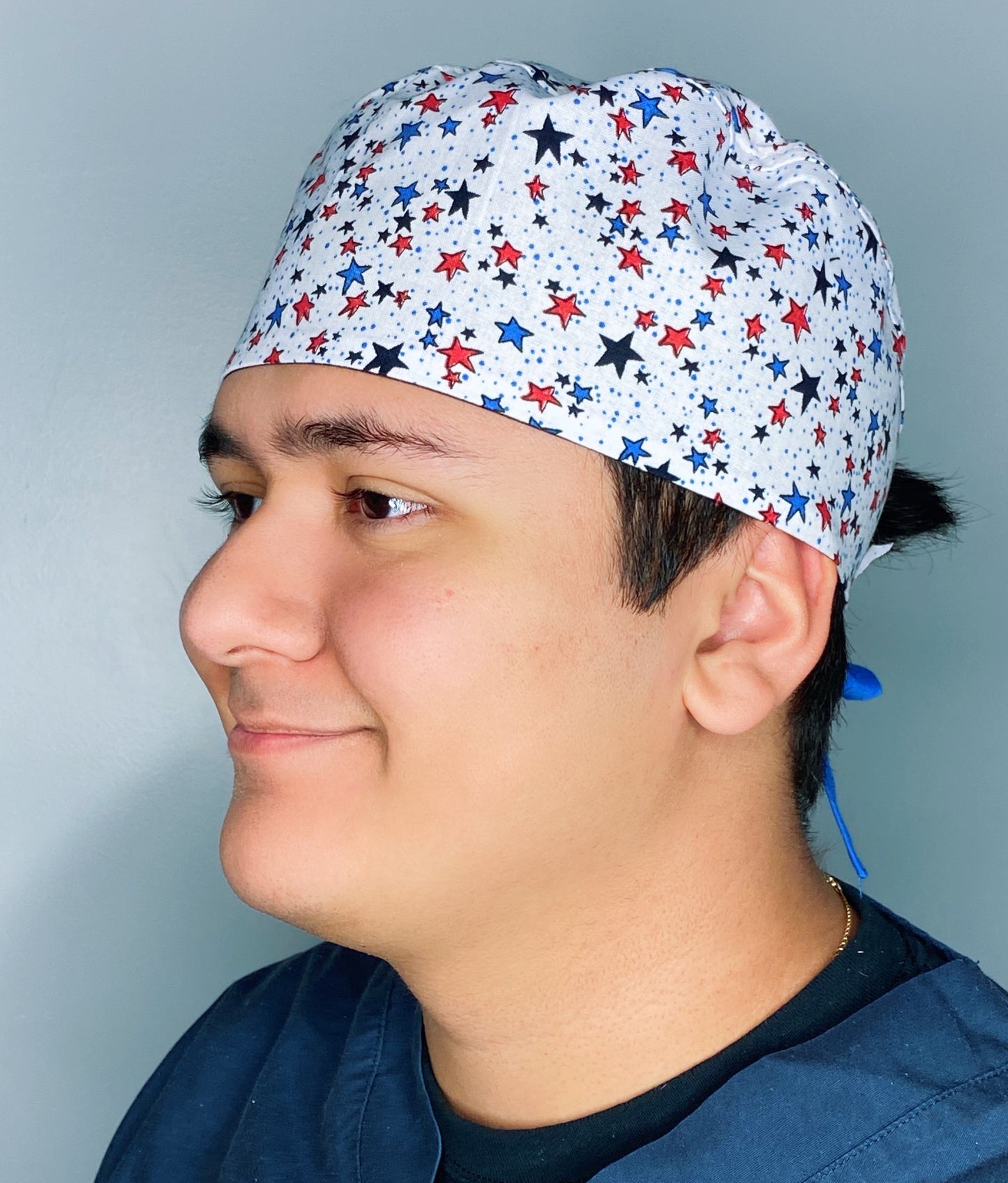 Red, White & Blue Stars Independence Day Unisex Holiday Scrub Cap