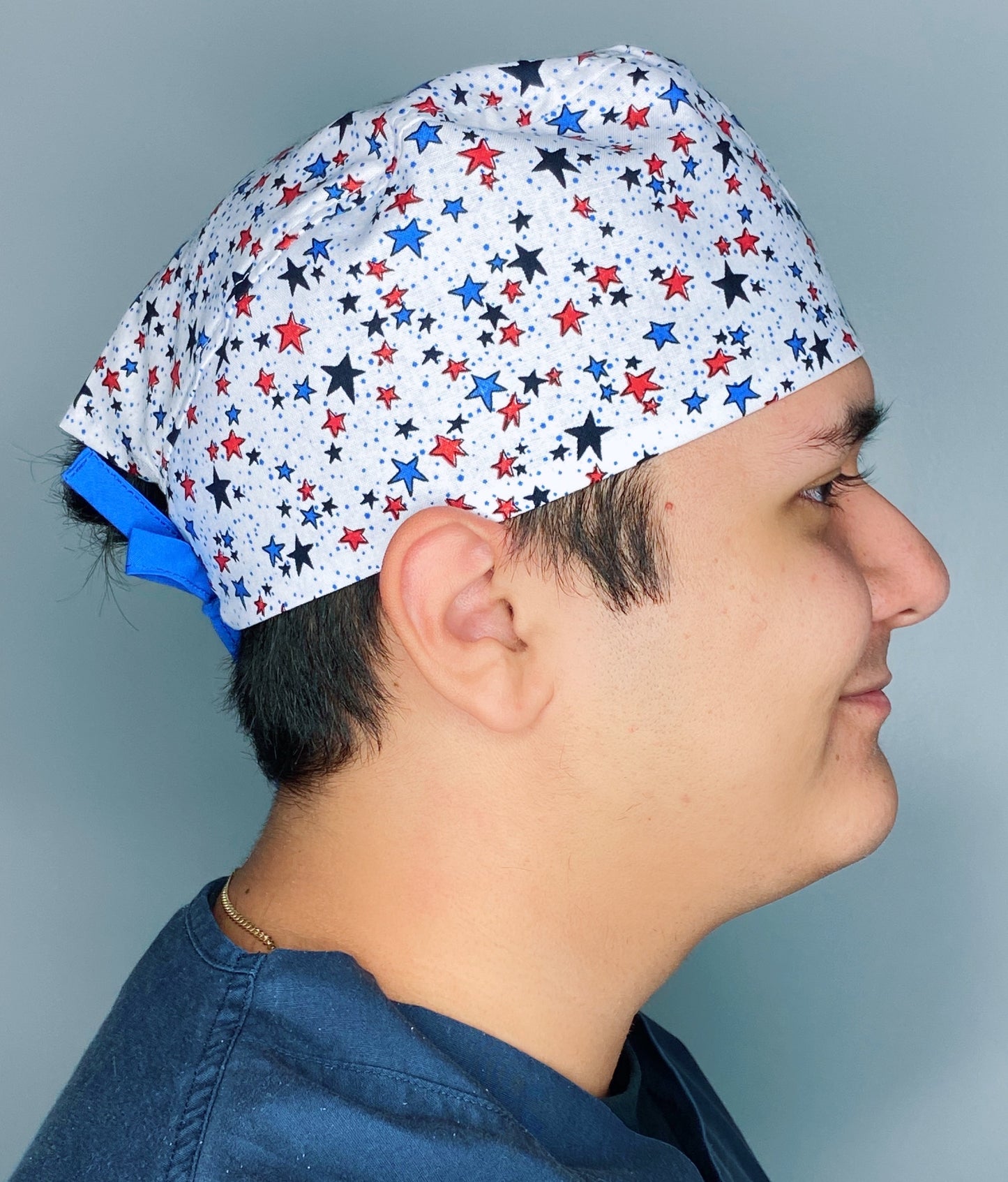 Red, White & Blue Stars Independence Day Unisex Holiday Scrub Cap