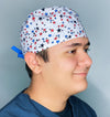 Red, White & Blue Stars Independence Day Unisex Holiday Scrub Cap