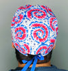 Red White & Blue Tie Dye Independence Day Unisex Holiday Scrub Cap