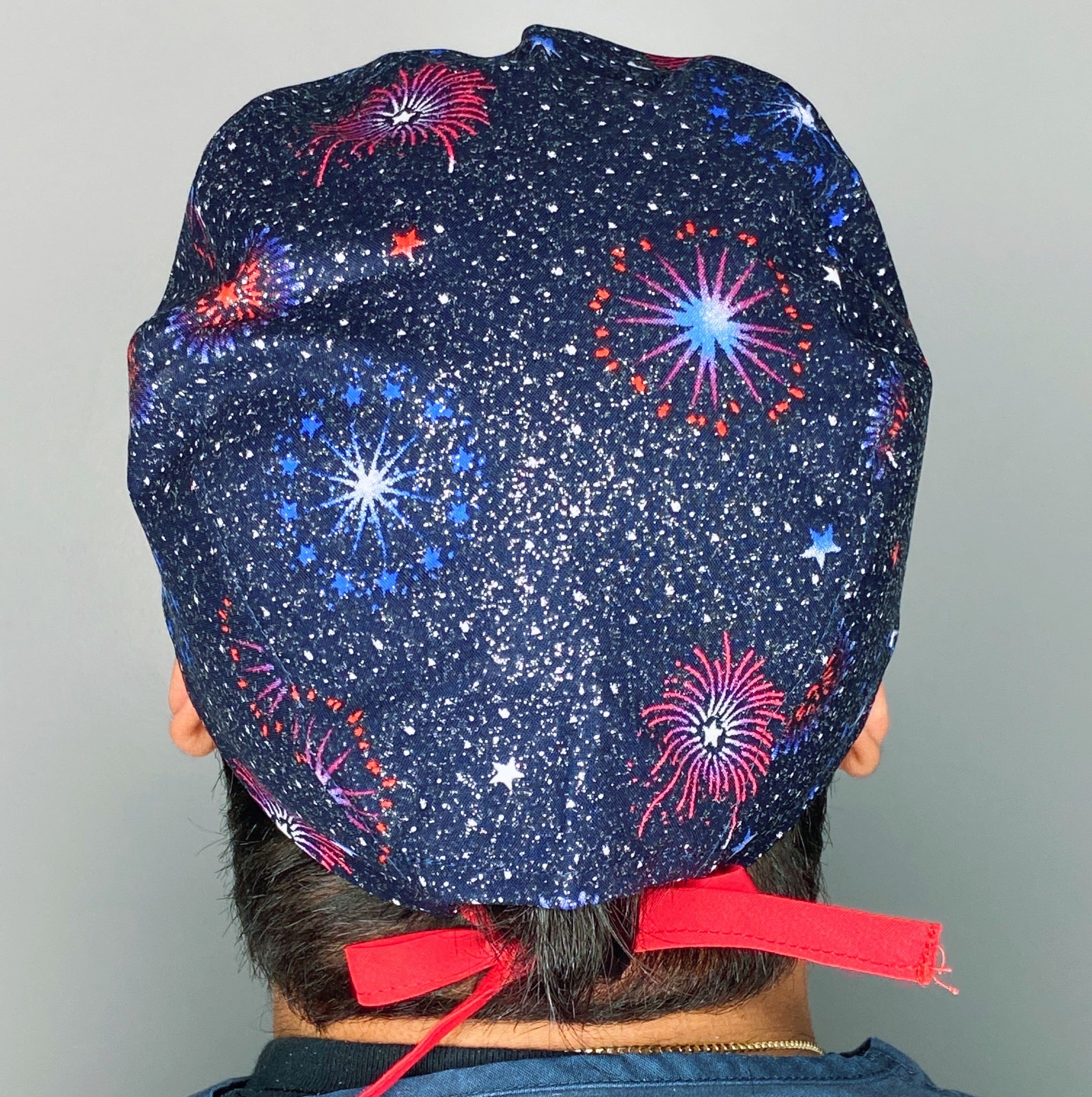 Glitter Fireworks Independence Day Unisex Holiday Scrub Cap