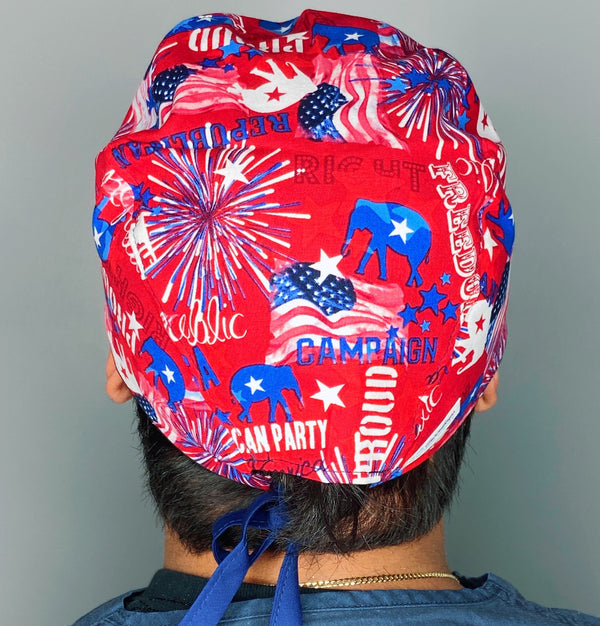 Patriotic Republican USA Elections Fireworks Independence Day Unisex Holiday Scrub Cap