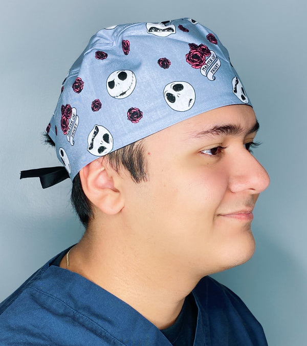 Jack Skellington & Roses Movie Halloween Unisex Holiday Scrub Cap