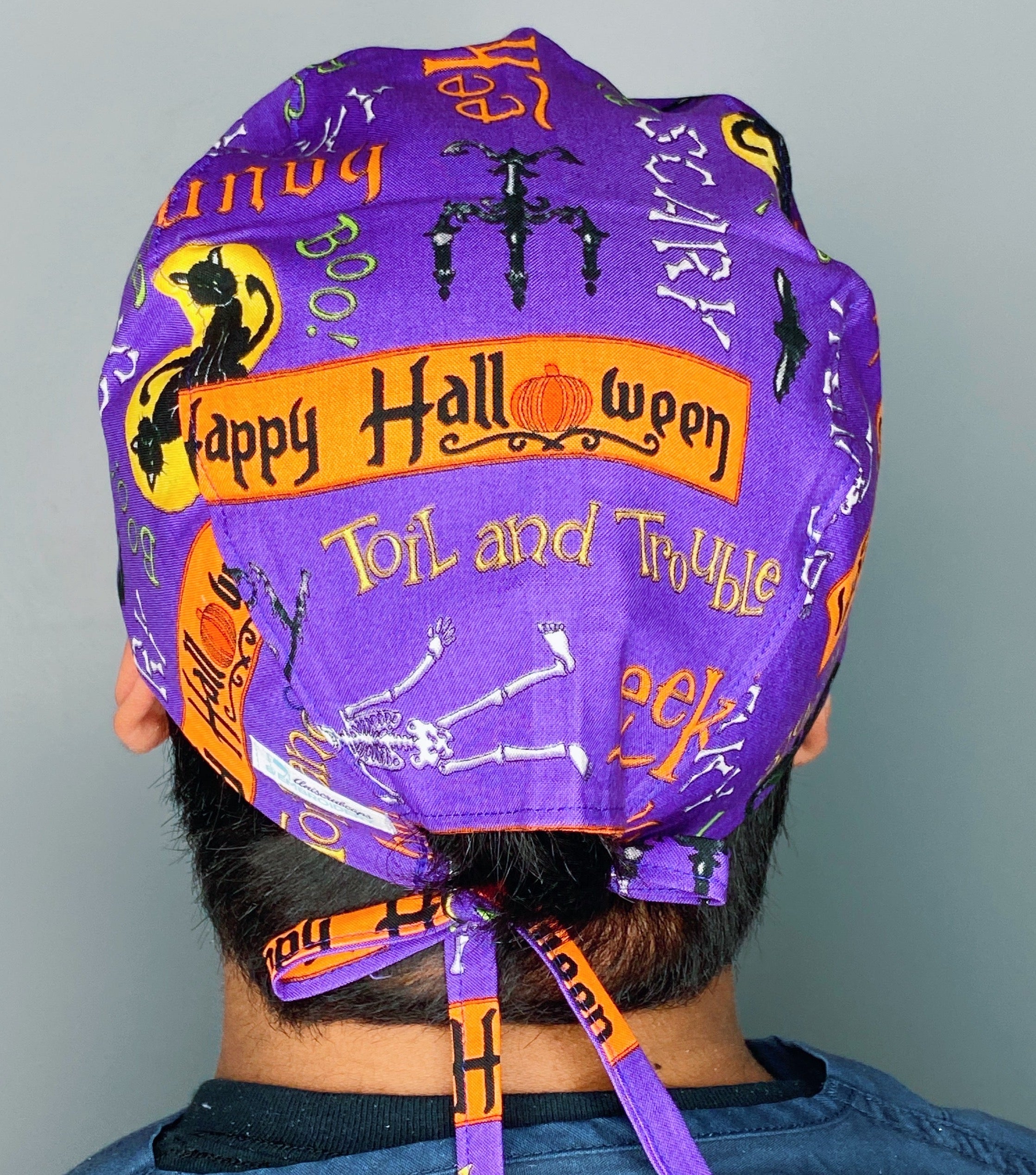 Purple Halloween Unisex Holiday Scrub Cap