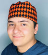 Orange & Black Plaid Design Unisex Holiday Scrub Cap