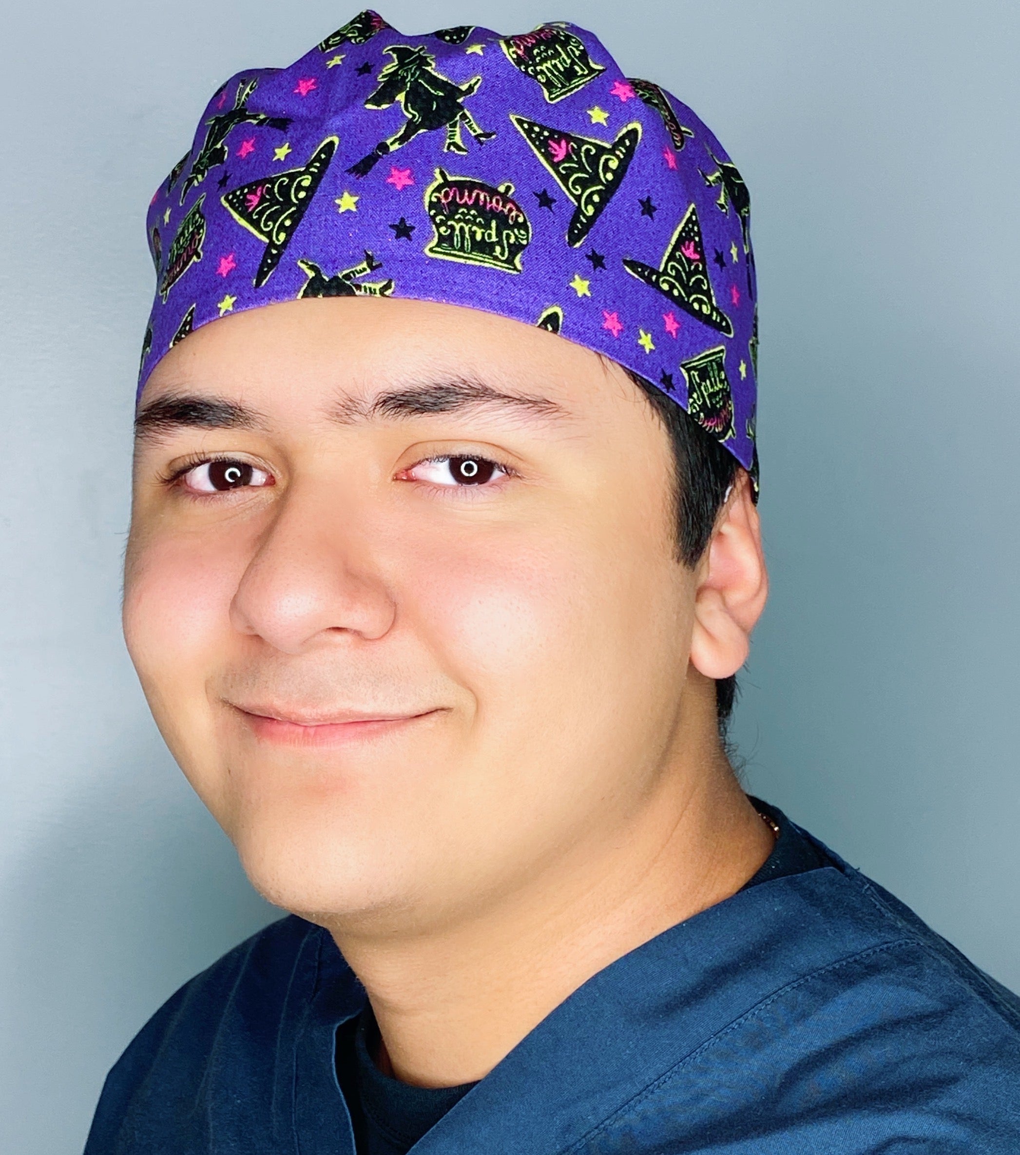 Purple Glitter Halloween Unisex Holiday Scrub Cap