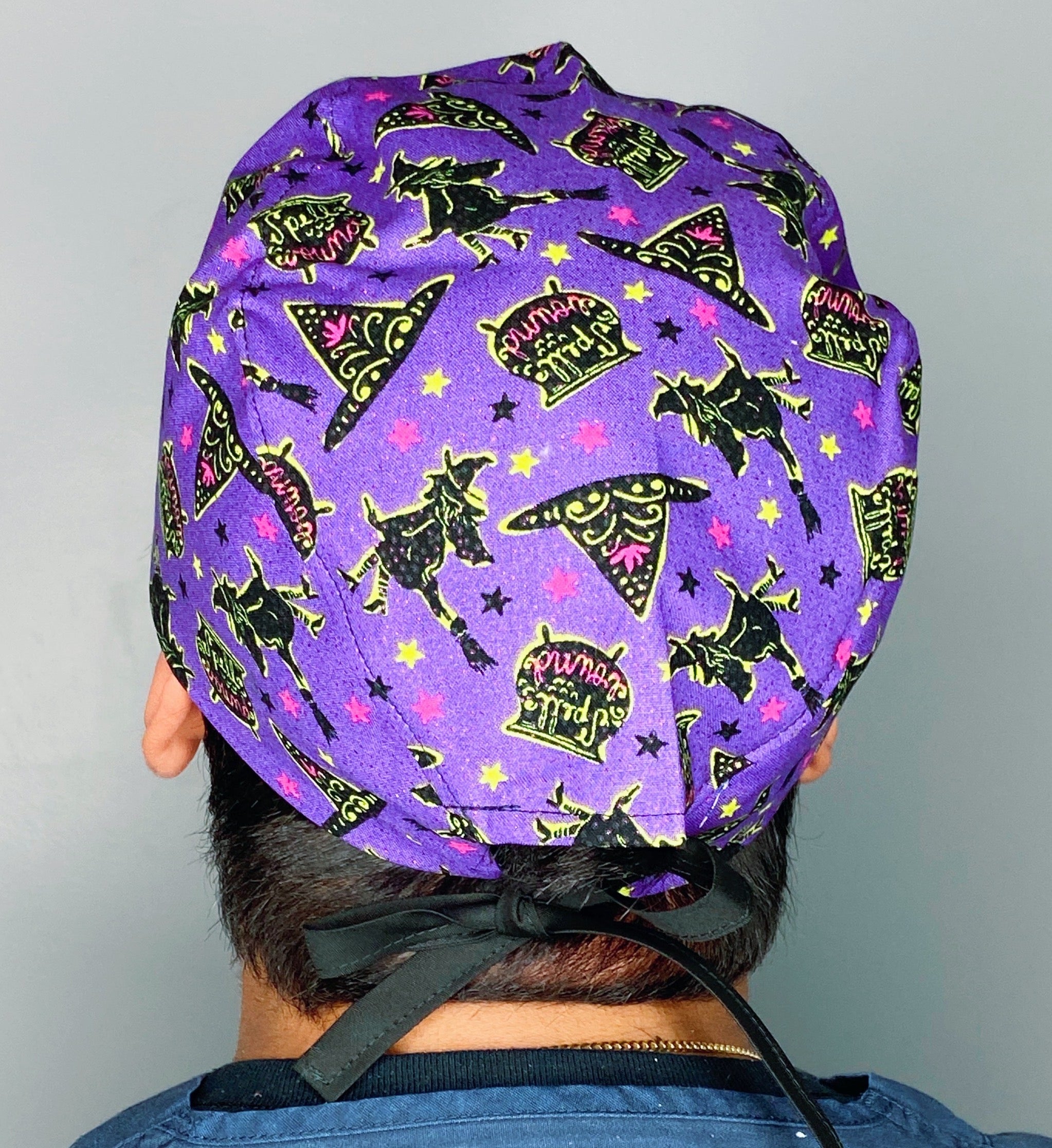 Purple Glitter Halloween Unisex Holiday Scrub Cap