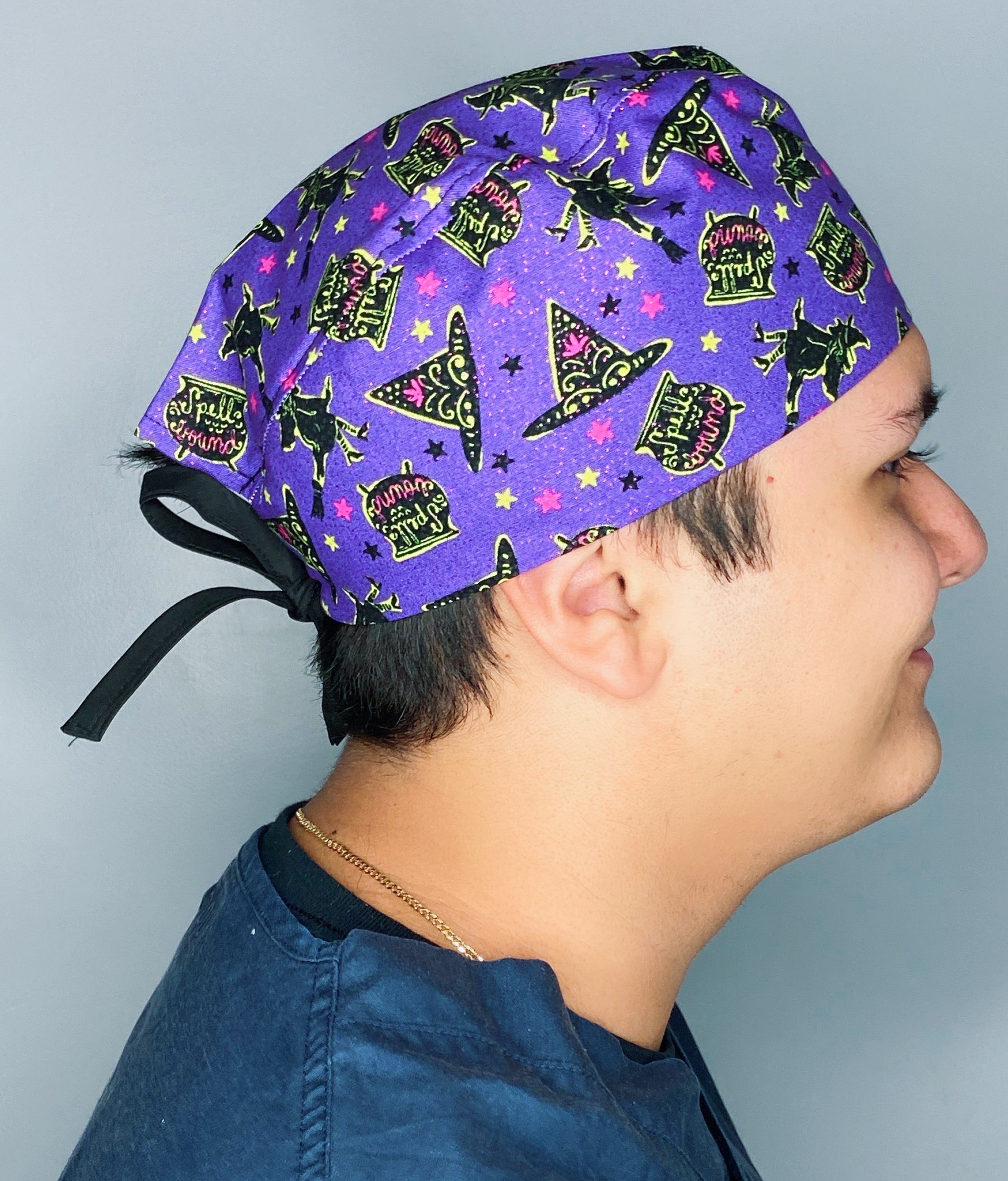 Purple Glitter Halloween Unisex Holiday Scrub Cap