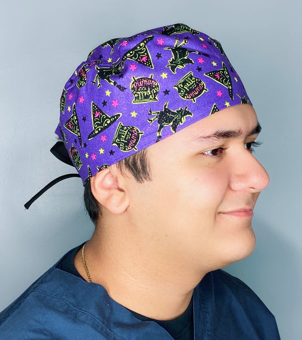 Purple Glitter Halloween Unisex Holiday Scrub Cap