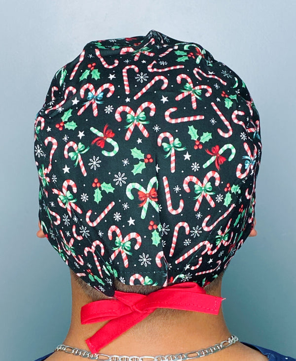 Candy Canes & Peppermints Christmas/Winter themed Unisex Holiday Scrub Cap