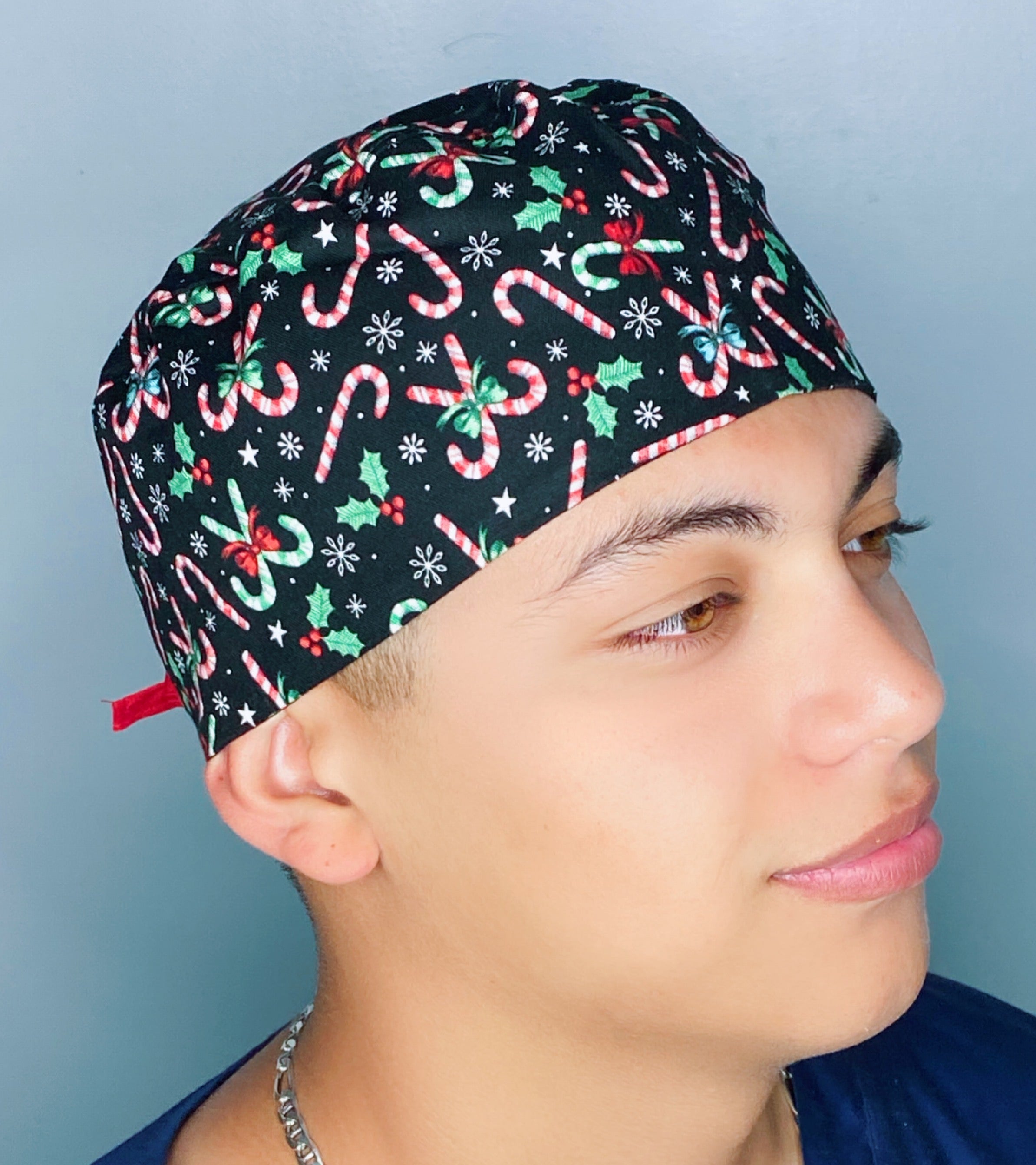 Candy Canes & Peppermints Christmas/Winter themed Unisex Holiday Scrub Cap