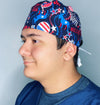 Patriotic Democratic USA Elections Fireworks Independence Day Unisex Holiday Scrub Cap