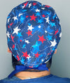 Red, White & Blue Stars on Blue Independence Day Unisex Holiday Scrub Cap