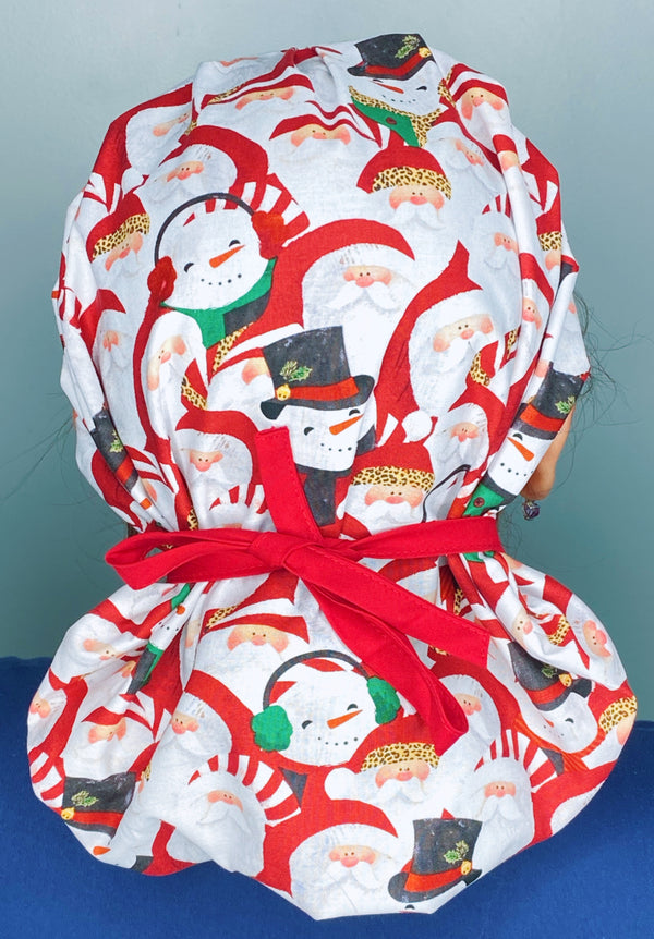 Santa & Snowman Cozy Winter/Christmas Holiday Themed Bouffant