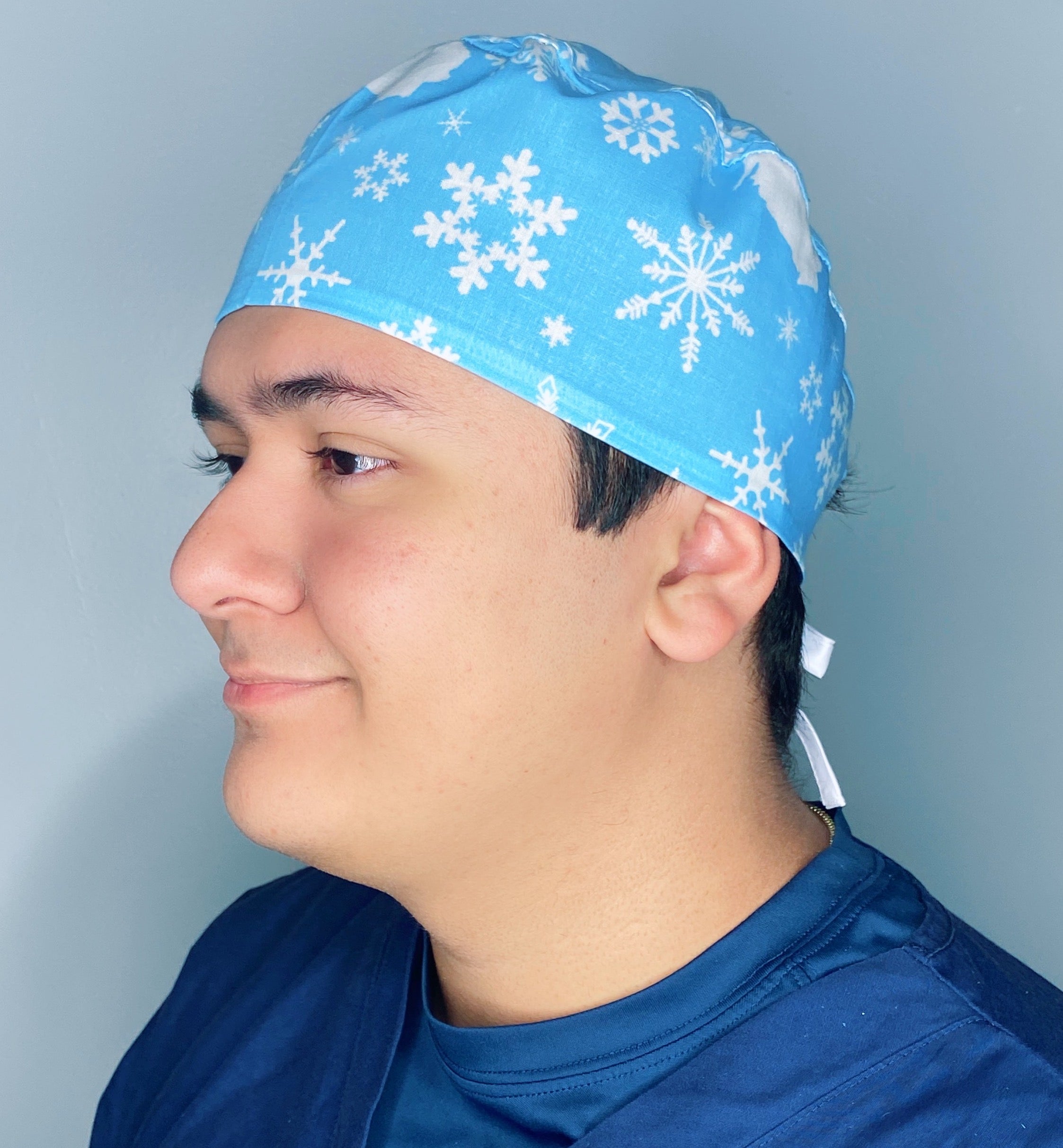 The State of Michigan & Snowflakes Christmas/Winter themed Unisex Holiday Scrub Cap