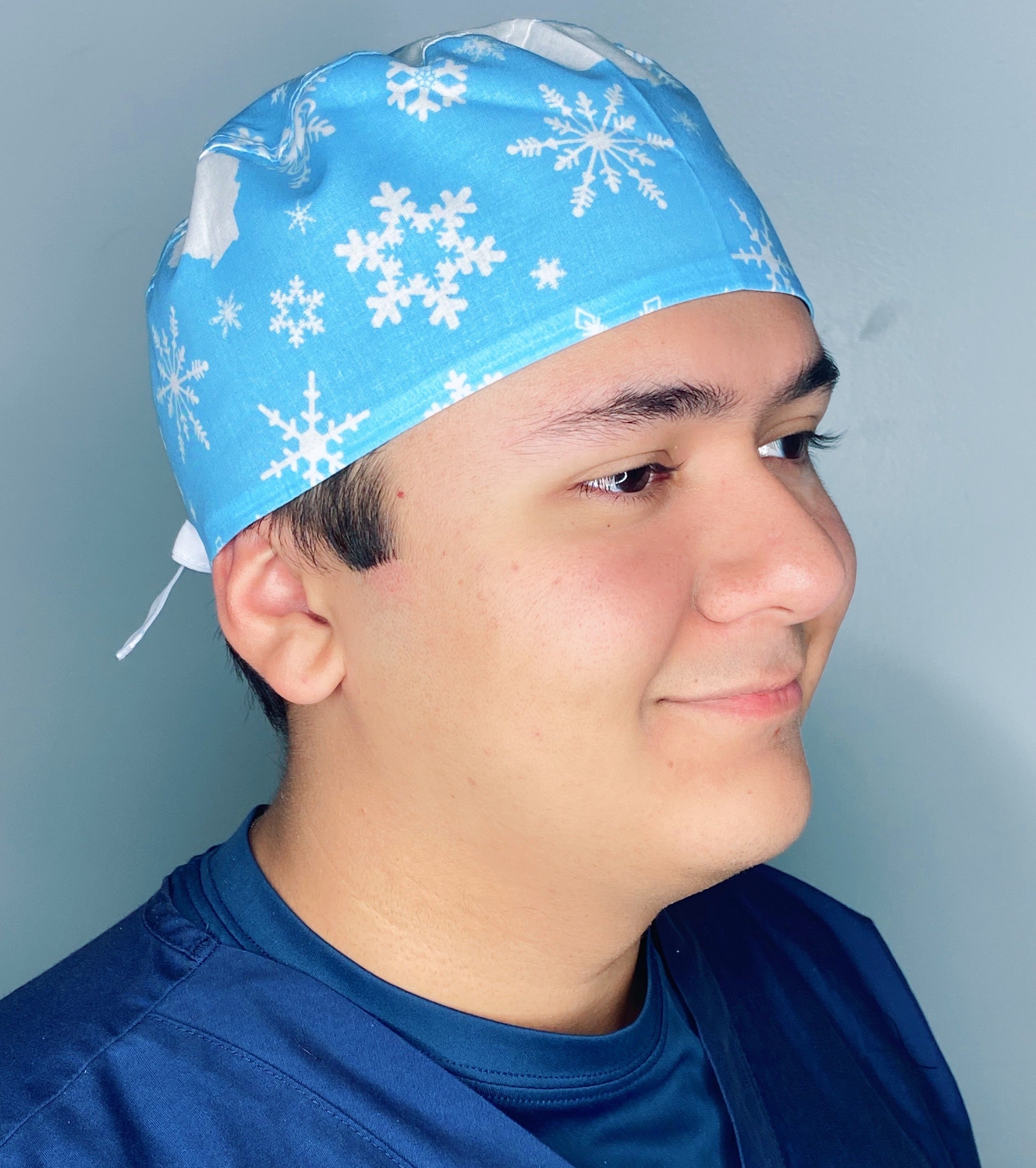 The State of Michigan & Snowflakes Christmas/Winter themed Unisex Holiday Scrub Cap