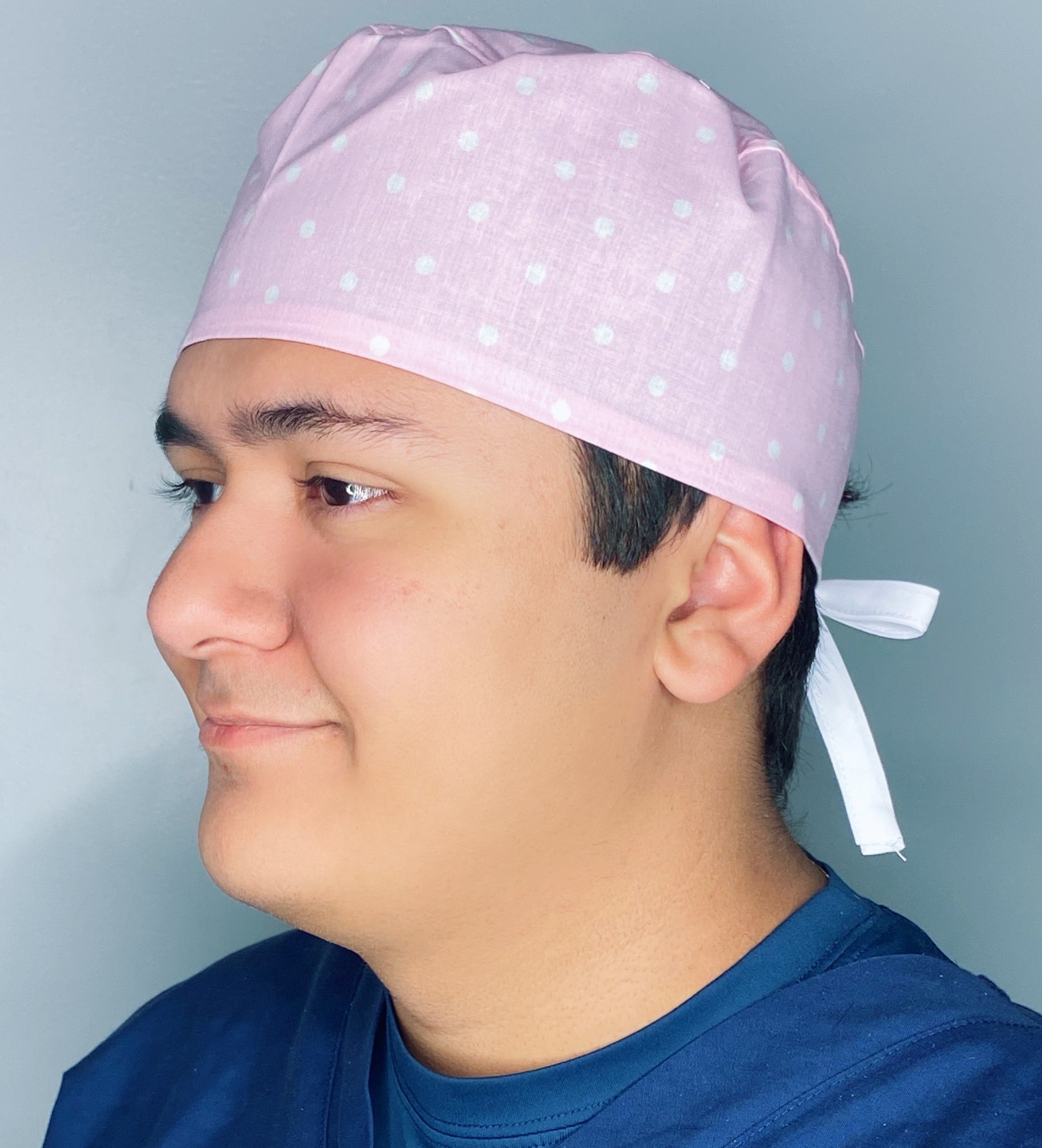 Delicate White Polka Dots on Baby Pink Valentine's Day Unisex Holiday Scrub Cap