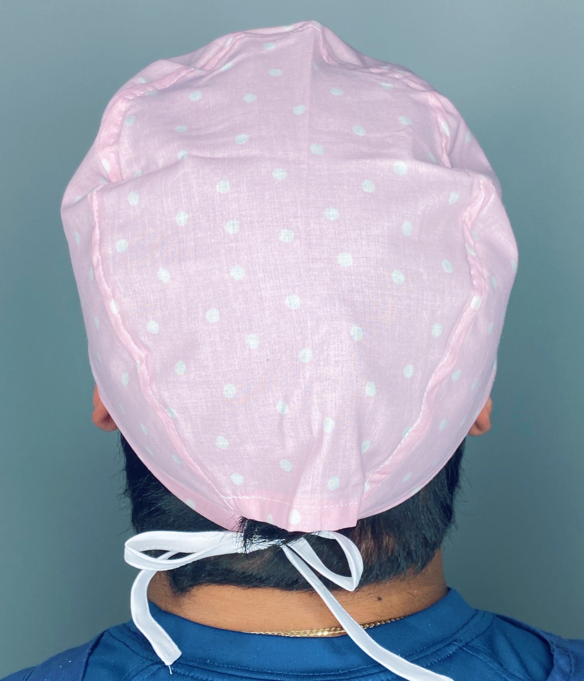 Delicate White Polka Dots on Baby Pink Valentine's Day Unisex Holiday Scrub Cap