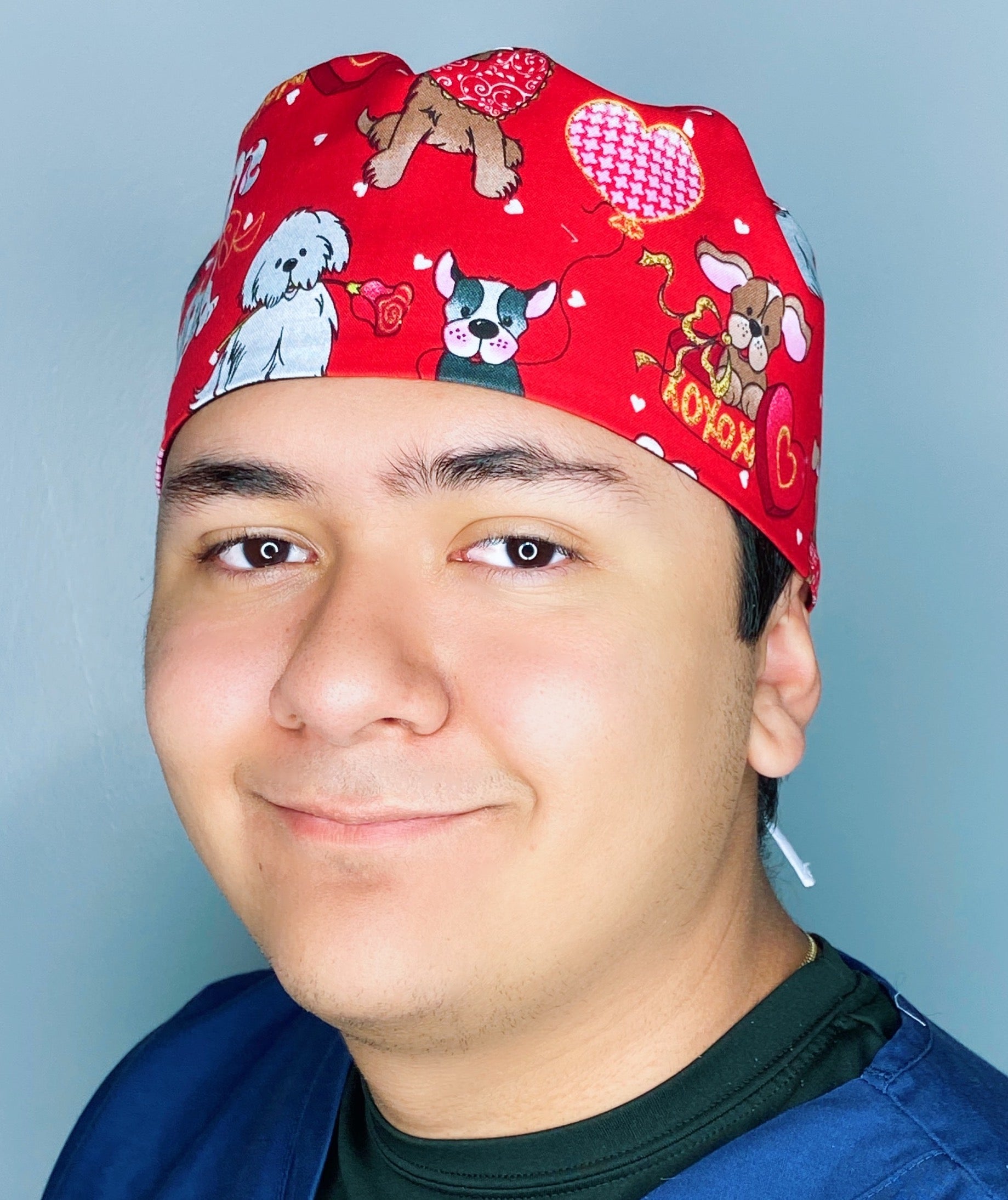 Hearts, Chocolates & Pups Valentine's Day Unisex Holiday Scrub Cap