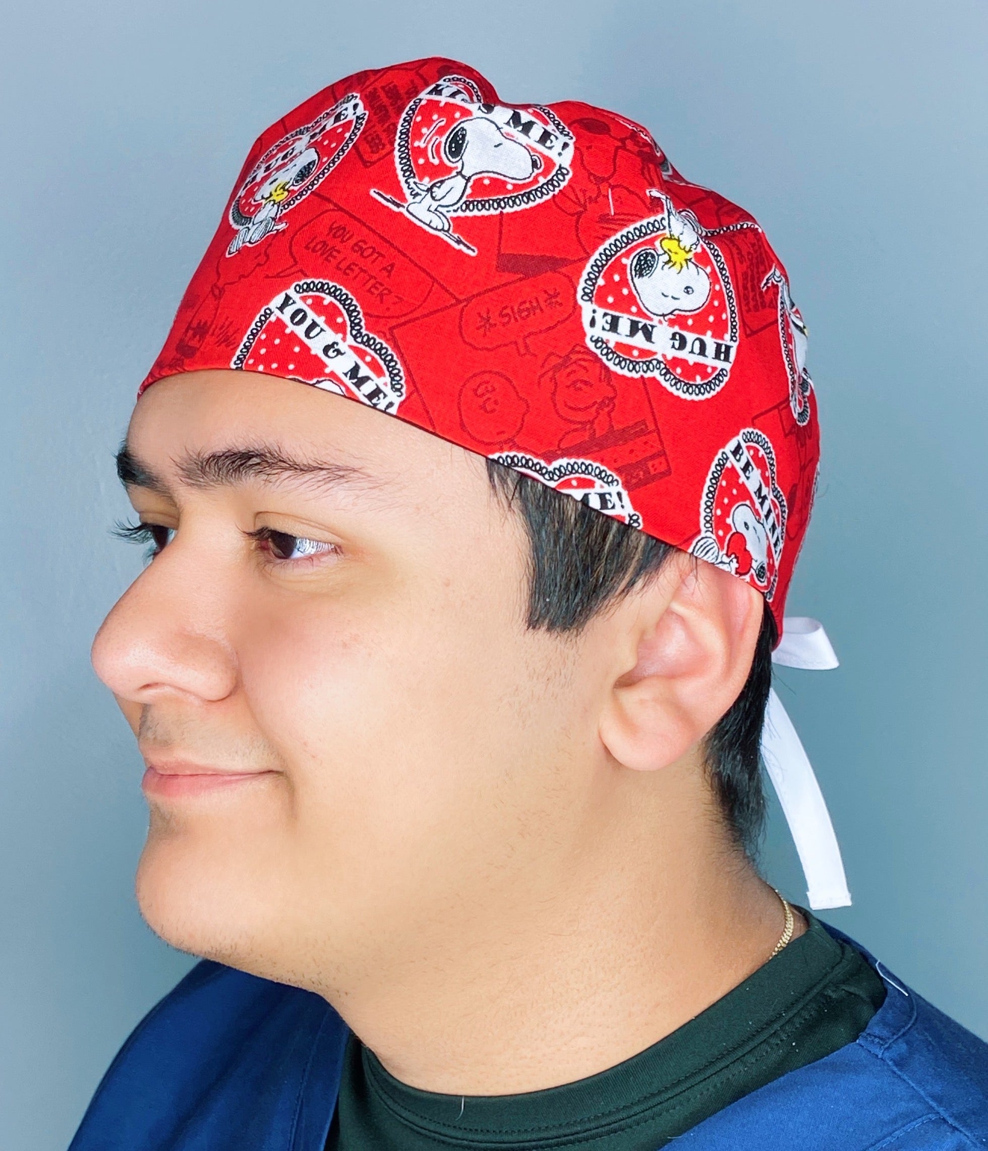 Snoopy & Woodstock Valentine's Day Unisex Holiday Scrub Cap