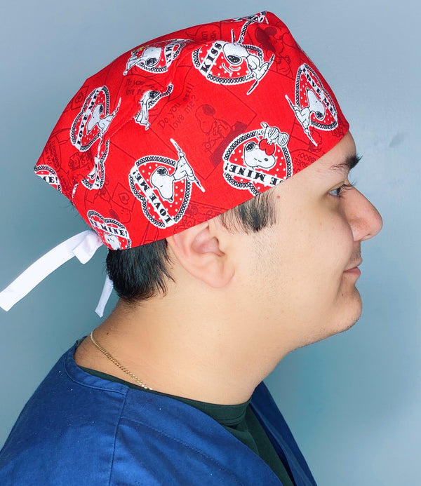 Snoopy & Woodstock Valentine's Day Unisex Holiday Scrub Cap