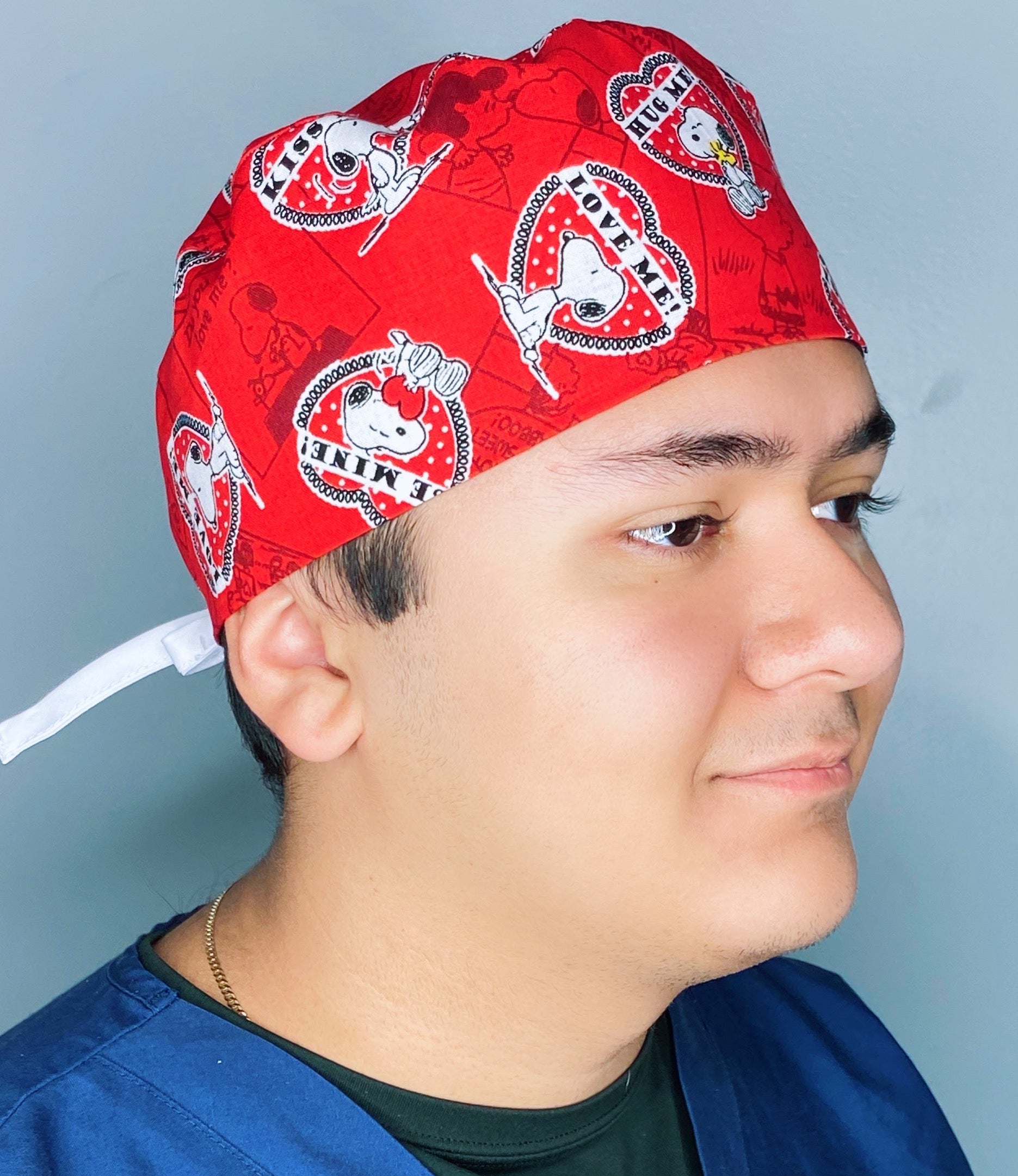 Snoopy & Woodstock Valentine's Day Unisex Holiday Scrub Cap